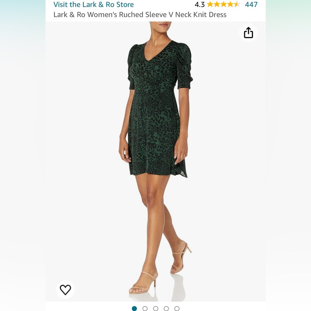 Lark & Ro Women's Ruched Sleeve V Neck Knit Dress